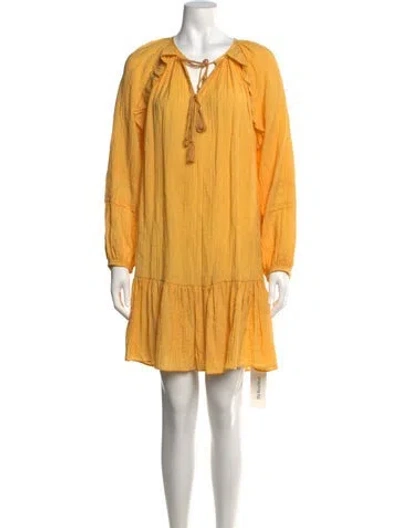 Pre-owned Rebecca Minkoff V-neck Mini Dress W/ Tags In Yellow