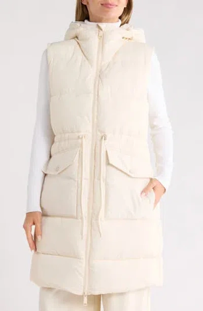 Rebecca Minkoff Water Resistant Hooded Long Puffer Vest In Neutral