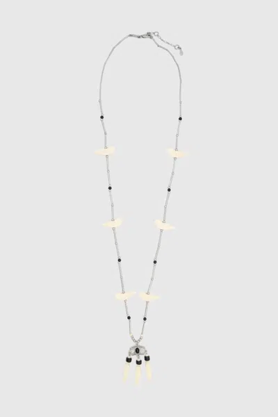 Rebecca Minkoff Western Bird Fringe Necklace In Silver