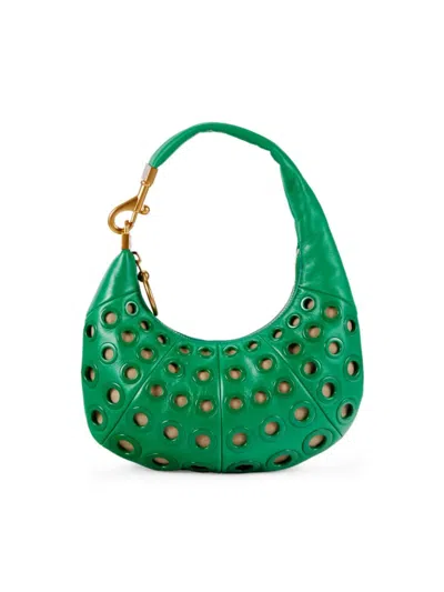 Rebecca Minkoff Women's Croissant Leather Lazer Cut Hobo Bag In Green