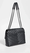 REBECCA MINKOFF WOMEN EDIE QUILTED FLAP SHOULDER LEATHER BAG 001-BLACK OS