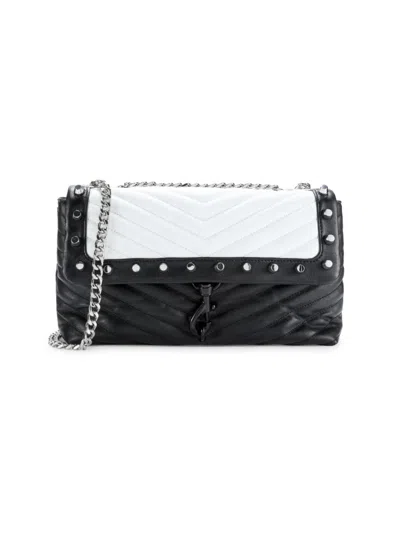 Rebecca Minkoff Women's Edie Quilted Leather Crossbody Bag In Black Optic White
