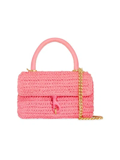 Rebecca Minkoff Edie Top Handle Straw Satchel Bag In Rose