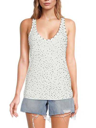 Rebecca Minkoff Edie Embellished Scoop Neck Tank In Alabaster
