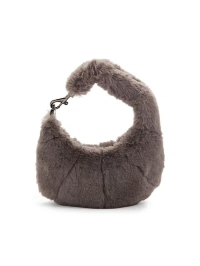 Rebecca Minkoff Women's Faux Fur Mini Croissant Bag In Gray