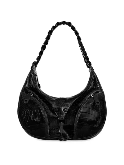 Rebecca Minkoff Women's Julian Croc-embossed Leather Shoulder Bag In Black