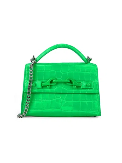 Rebecca Minkoff Women's Lou Croc Embossed Leather Top Handle Bag In Green