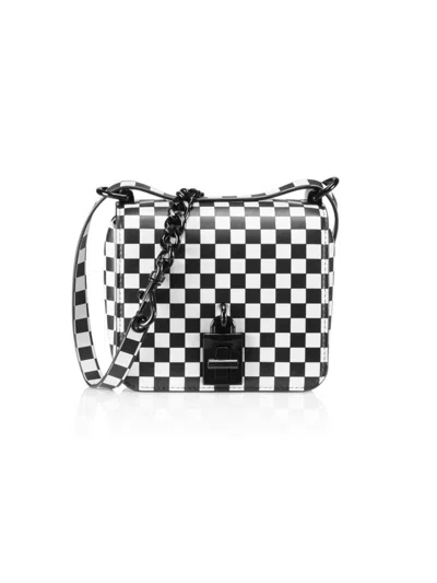 Rebecca Minkoff Women's Love Too Checkered Leather Crossbody Bag In Black Natural