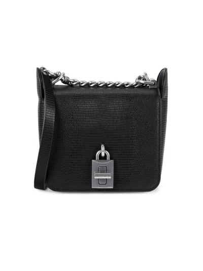 Rebecca Minkoff Women's Love Too Small Square Lizard Embossed Leather Crossbody Bag In Black