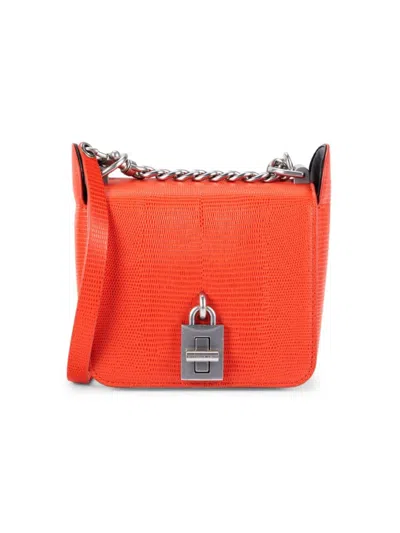 Rebecca Minkoff Women's Love Too Small Square Lizard Embossed Leather Crossbody Bag In Coral