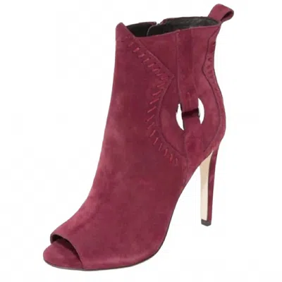 Rebecca Minkoff Women's Ridley Suede Leather Peep Toe Ankle Booties In Burgundy In White
