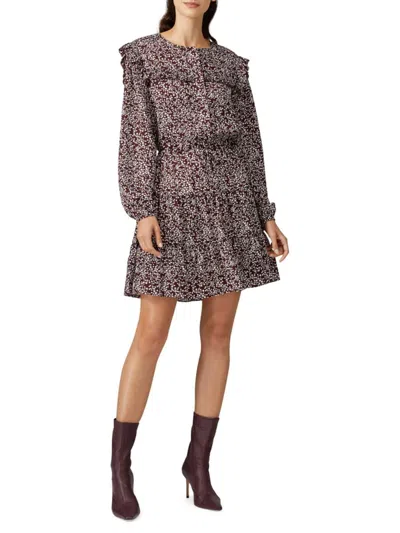 Rebecca Minkoff Women's Selandra Floral Blouson Sleeve Tiered Dress In Purple