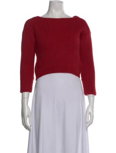 Pre-owned Rebecca Minkoff Wool Bateau Neckline Sweater In Red