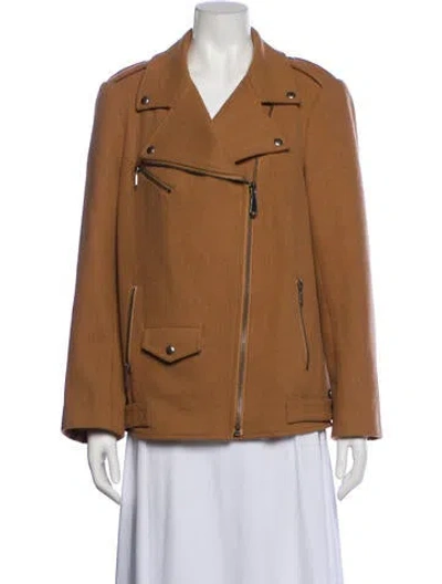 Pre-owned Rebecca Minkoff Wool Biker Jacket In Brown