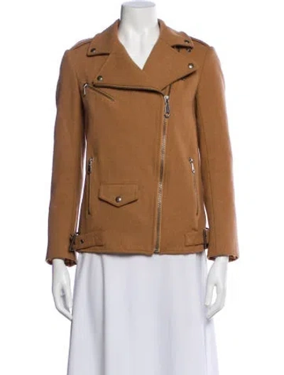 Pre-owned Rebecca Minkoff Wool Biker Jacket In Brown