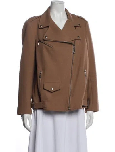 Pre-owned Rebecca Minkoff Wool Biker Jacket In Brown