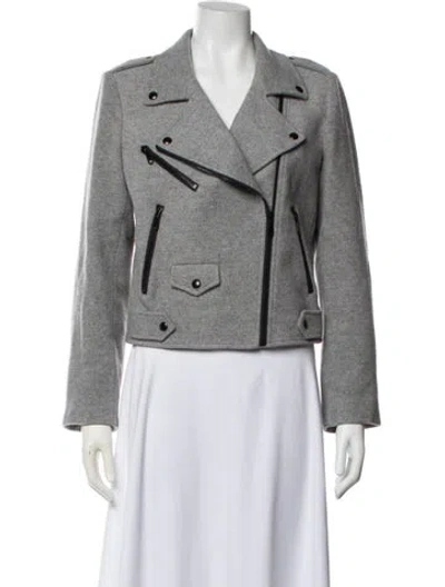Pre-owned Rebecca Minkoff Wool Biker Jacket In Gray