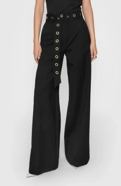 Rebecca Minkoff Wool Blend Wide Leg Pants In True Black