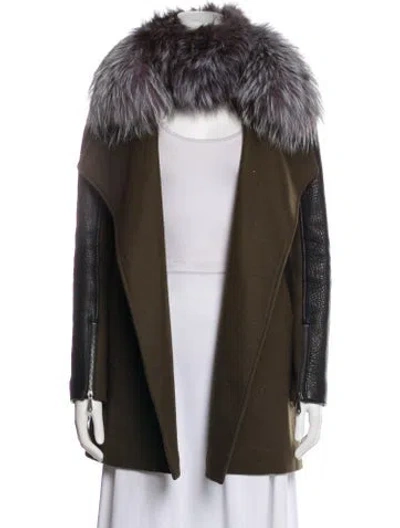 Pre-owned Rebecca Minkoff Wool Colorblock Pattern Jacket In Green