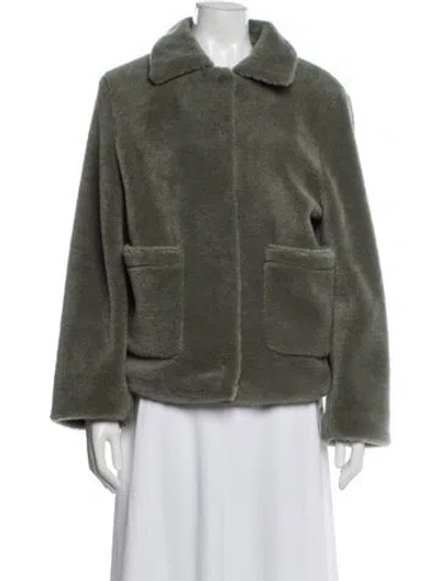 Pre-owned Rebecca Minkoff Wool Faux Fur Jacket In Green