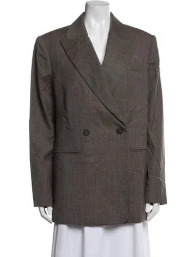 Pre-owned Rebecca Minkoff Wool Plaid Print Blazer W/ Tags In Brown