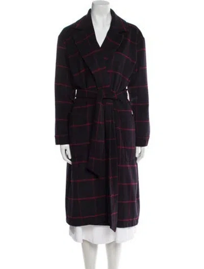 Pre-owned Rebecca Minkoff Wool Plaid Print Trench Coat In Blue