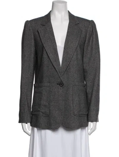 Pre-owned Rebecca Minkoff Wool Tweed Pattern Blazer In Grey