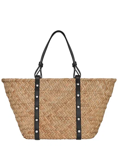 Rebecca Minkoff Woven Straw & Leather Basket In Black