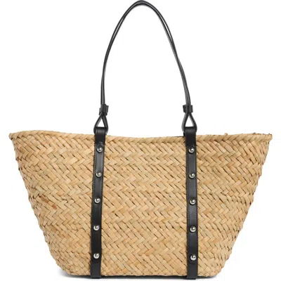 Rebecca Minkoff Woven Straw Tote In Black