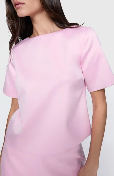 Rebecca Minkoff Wren Chain Short Sleeve Satin Top In Blush