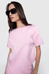 Rebecca Minkoff Wren Chain Short Sleeve Satin Top In Pink