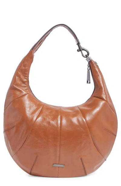 Rebecca Minkoff Zip Around Croissant Hobo Leather Bag In Rocher