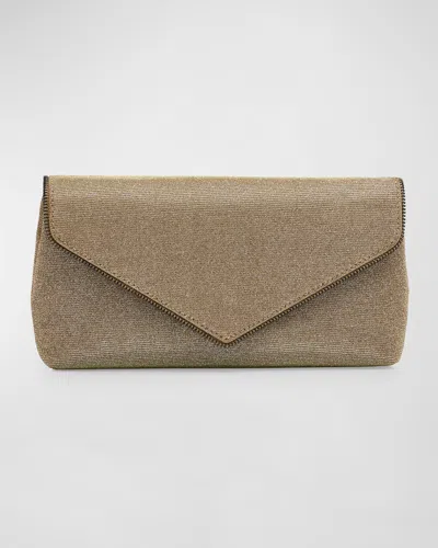 Rebecca Minkoff Zip Envelope Glitter Clutch Bag In Dk Gold