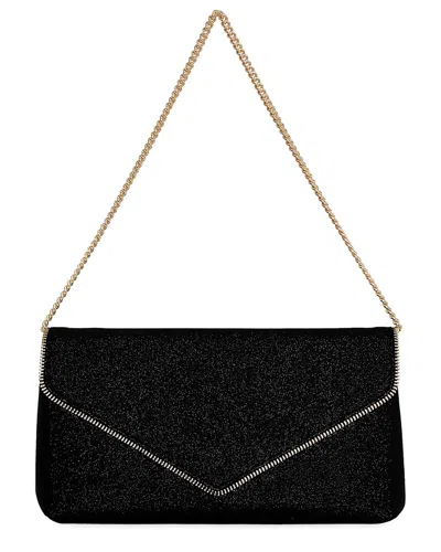 Rebecca Minkoff Zip Glitter Clutch In Black