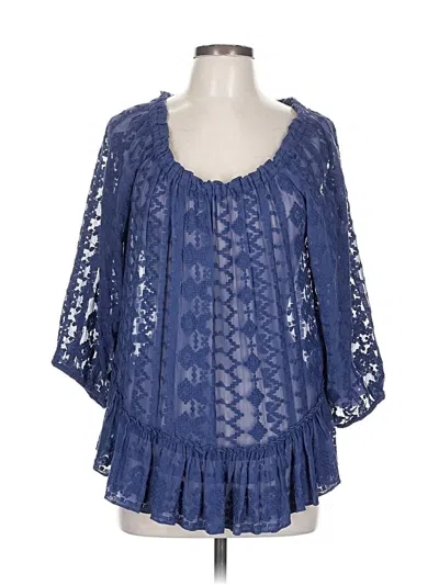 Pre-owned Rebecca Taylor 3/4 Sleeve Blouse In Blue
