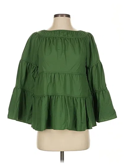 Pre-owned Rebecca Taylor 3/4 Sleeve Blouse In Green