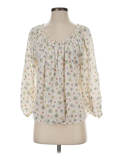 Pre-owned Rebecca Taylor 3/4 Sleeve Blouse In Ivory