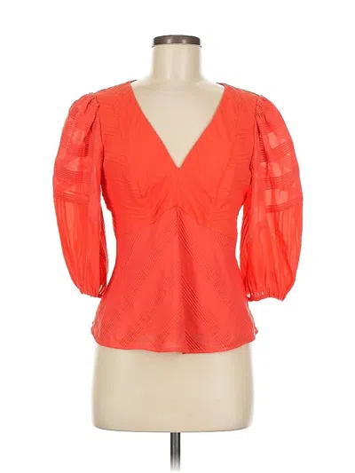 Pre-owned Rebecca Taylor 3/4 Sleeve Blouse In Orange
