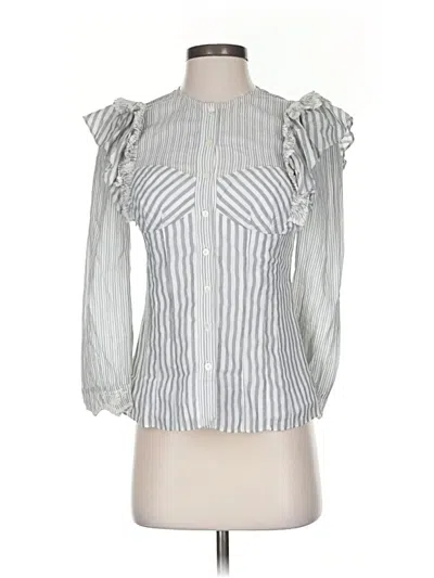 Pre-owned Rebecca Taylor 3/4 Sleeve Blouse In Silver