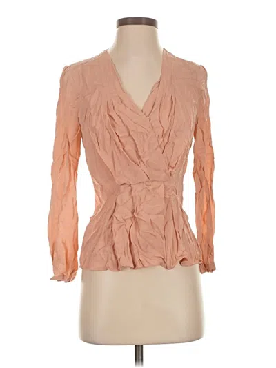 Pre-owned Rebecca Taylor 3/4 Sleeve Blouse In Tan