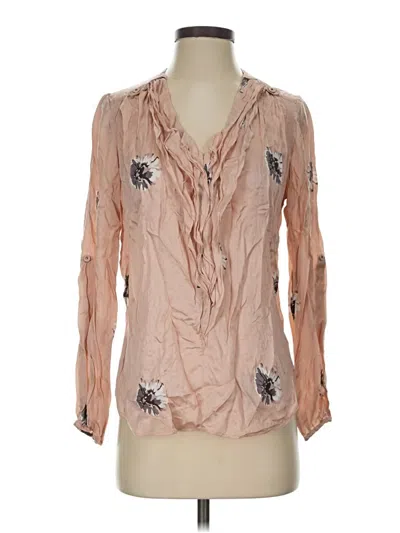 Pre-owned Rebecca Taylor 3/4 Sleeve Blouse In Tan