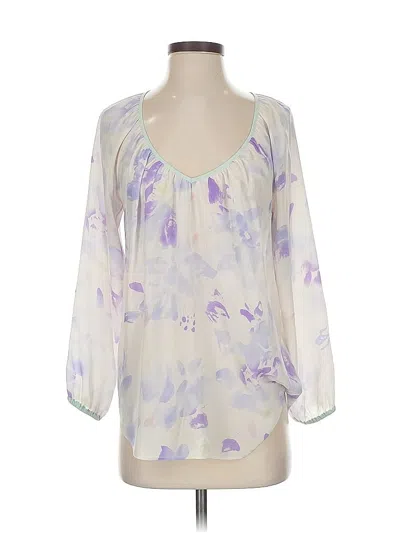 Pre-owned Rebecca Taylor 3/4 Sleeve Silk Top Ivory Sweetheart Neckline Tops In White