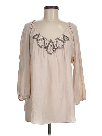 Pre-owned Rebecca Taylor 3/4 Sleeve Silk Top Ivory Sweetheart Neckline Tops In White