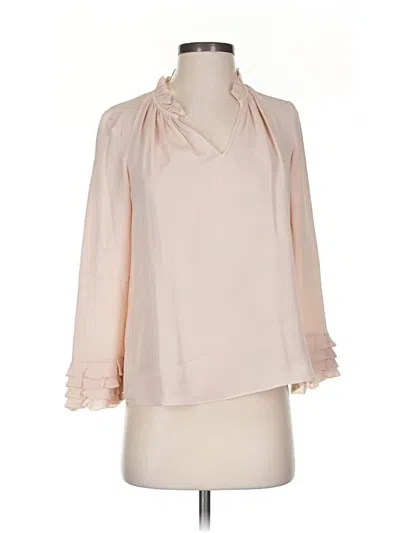 Pre-owned Rebecca Taylor 3/4 Sleeve Silk Top Pink Cowl Neck Tops