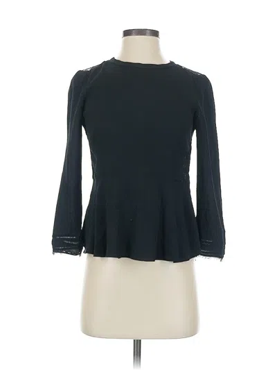 Pre-owned Rebecca Taylor 3/4 Sleeve Top Black Mock Neckline Tops