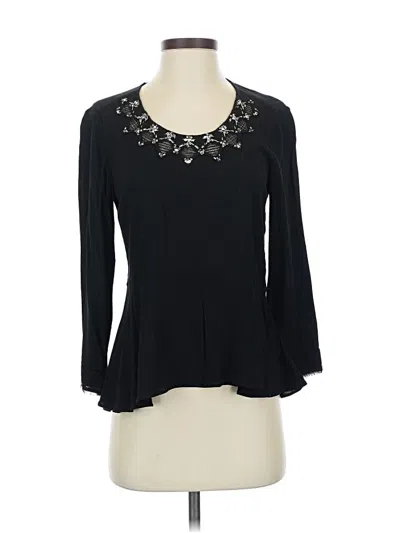 Pre-owned Rebecca Taylor 3/4 Sleeve Top Black Open Neckline Tops