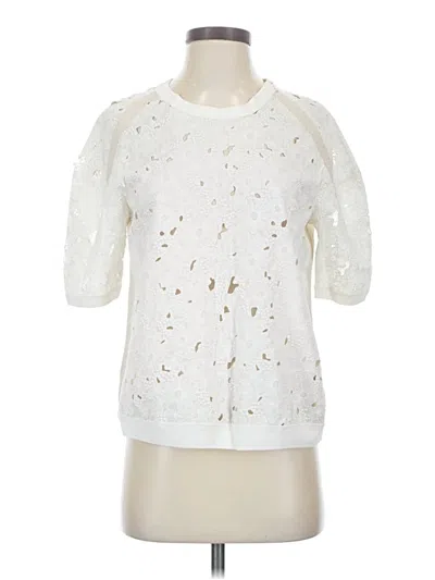 Pre-owned Rebecca Taylor 3/4 Sleeve Top White Keyhole Neckline Tops