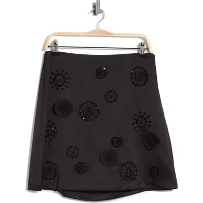 Rebecca Taylor Abrielle Beaded Satin Miniskirt In Black