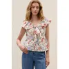 Rebecca Taylor Acosanti Floral Top In Ivory Multi In Multi