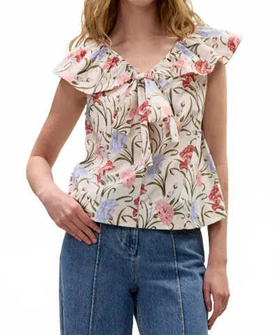 Rebecca Taylor Acosanti Floral Top In Ivory Multi
